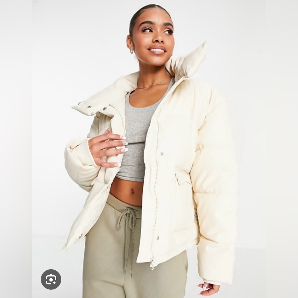 Missguided faux leather puffer jacket